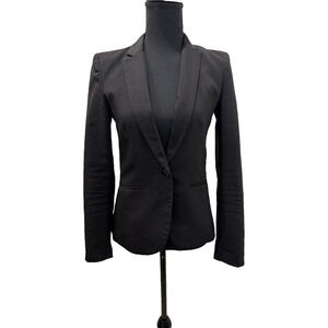Cinched Waist Black Blazer Office Minimalist Careerwear Suit Jacket Women Size 6